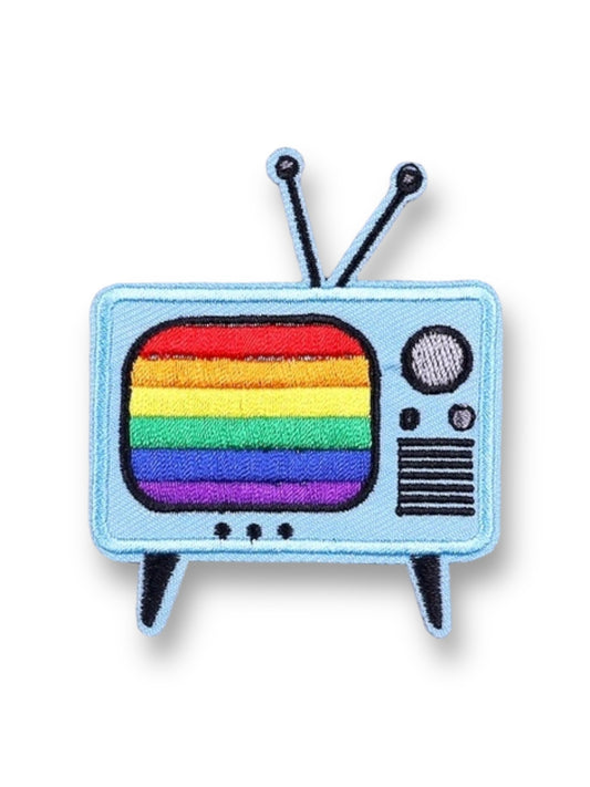 Embroidered Patch, Retro Rainbow TV