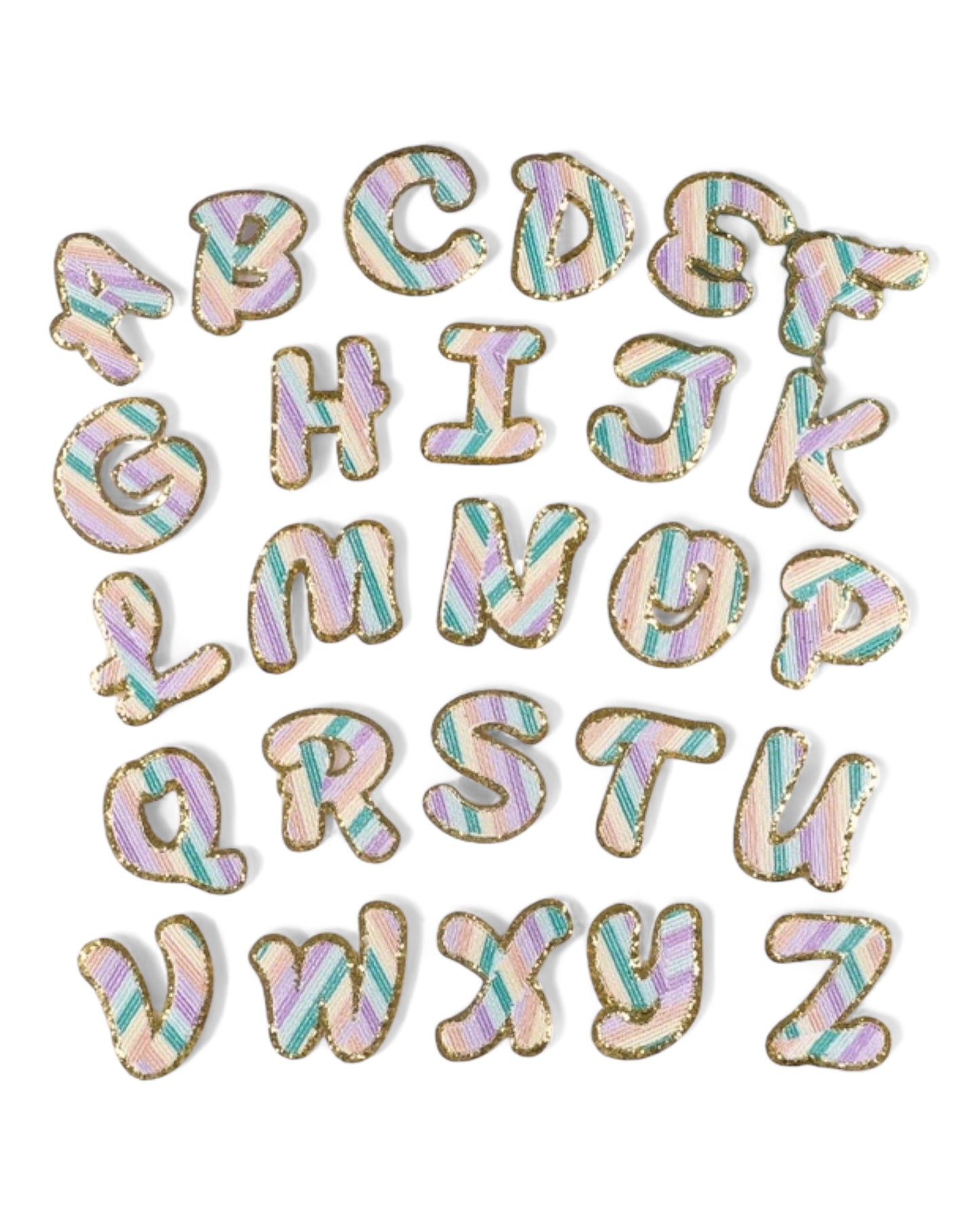 Alpha Embroidered Rainbow Stripe Letter Patches